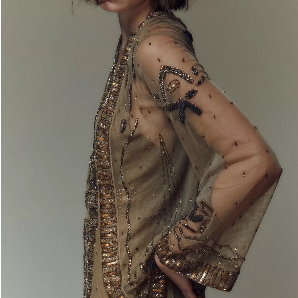 Zara limited edition BEADED SEQUIN KIMONO (missing some beads, check photos) - Picture 4 of 16